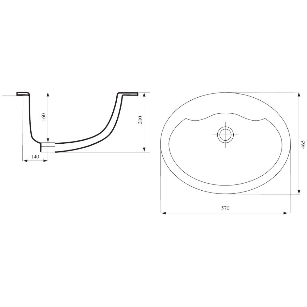 Lavoar baie incastrat, oval Arthema 57x46 cm