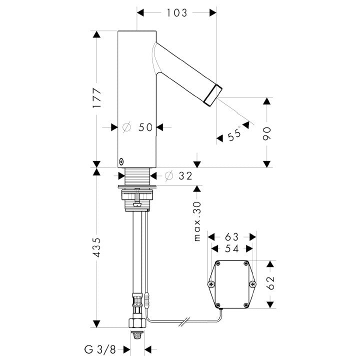 Hansgrohe Axor Starck Baterie lavoar termostatata electronica alimentata cu baterie
