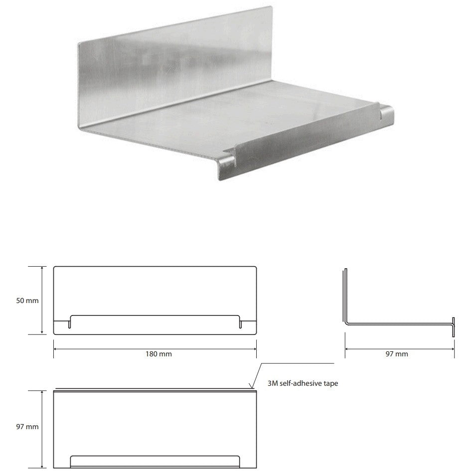 Bemeta Niva Polita din inox 18 cm, montaj adeziv