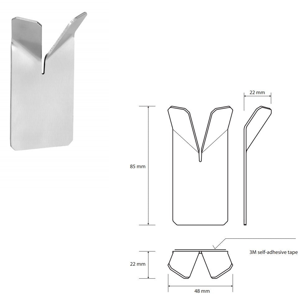 Bemeta Niva Cuier baie dublu, montaj adeziv, inox mat