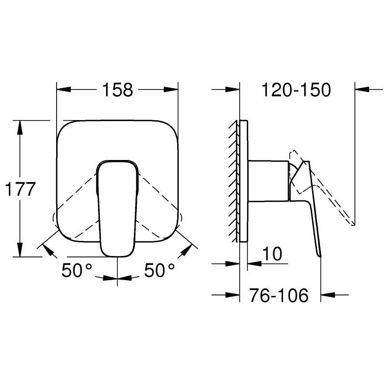 Grohe Cubeo Baterie dus monocomanda cu montaj incastrat, crom