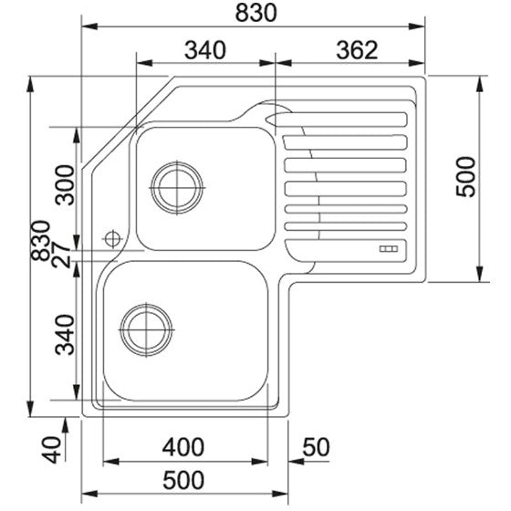 Franke Angolo STX 621-E Chiuveta bucatarie inox satinat, 83x83 cm