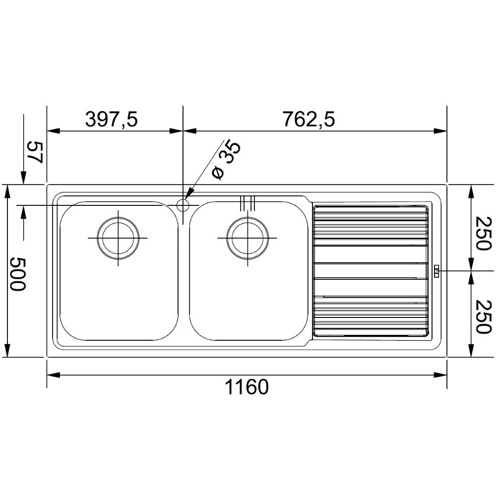Franke Logica Line LLL 621 Chiuveta bucatarie inox 116x50 cm, finisaj dekor