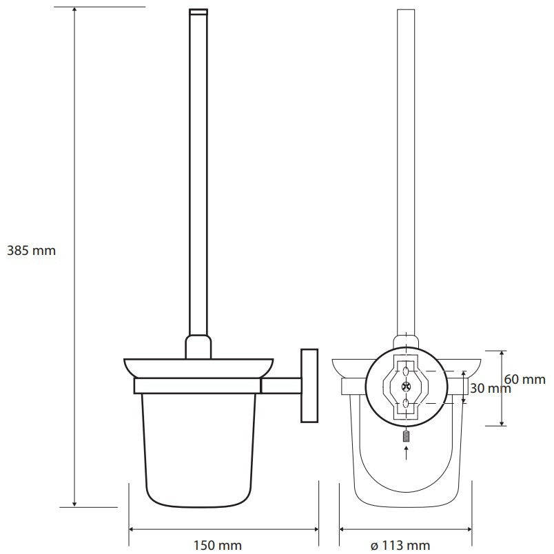 Bemeta Nox Perie WC cu suport H39 cm, negru