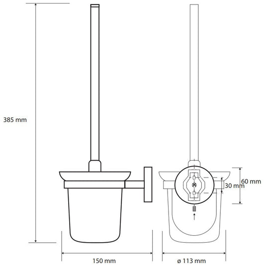 Bemeta Nox Perie WC cu suport H39 cm, negru