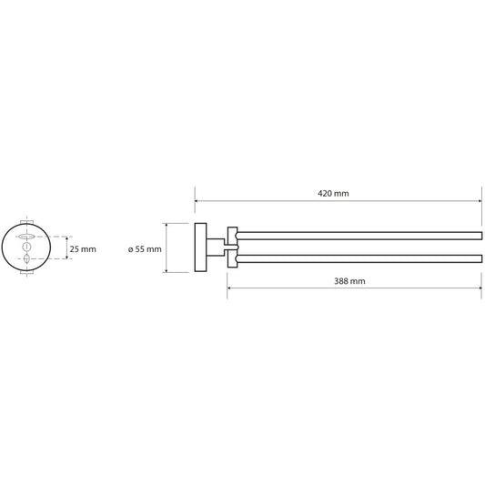 Bemeta Dark Suport prosop baie tip bara dubla 42 cm, negru