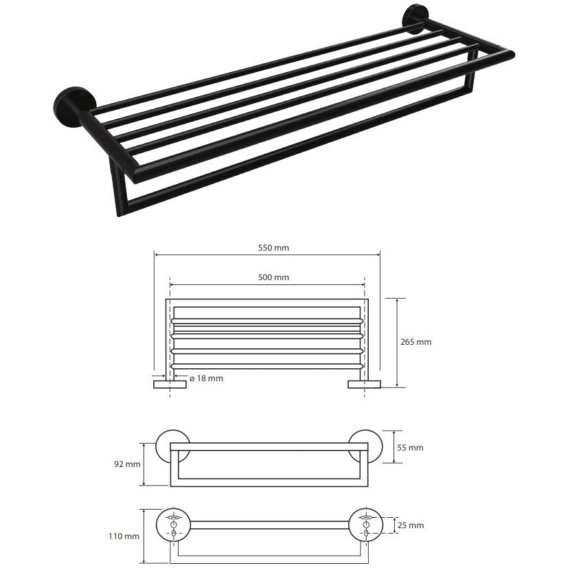 Bemeta Dark Raft (etajera) prosop baie, negru