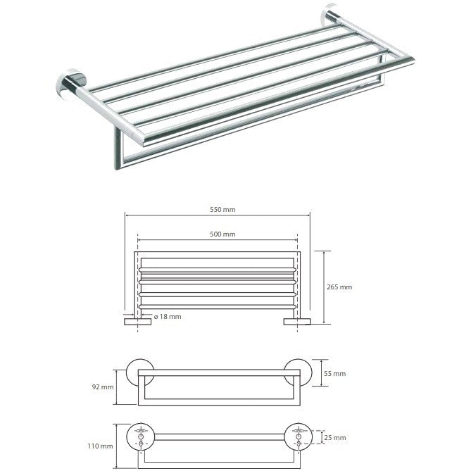 Bemeta Omega Raft (etajera) prosop baie 55x27 cm