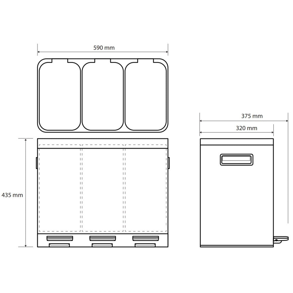 Bemeta Home Cos de gunoi cu 3 compartimente, 3x14 l, inox