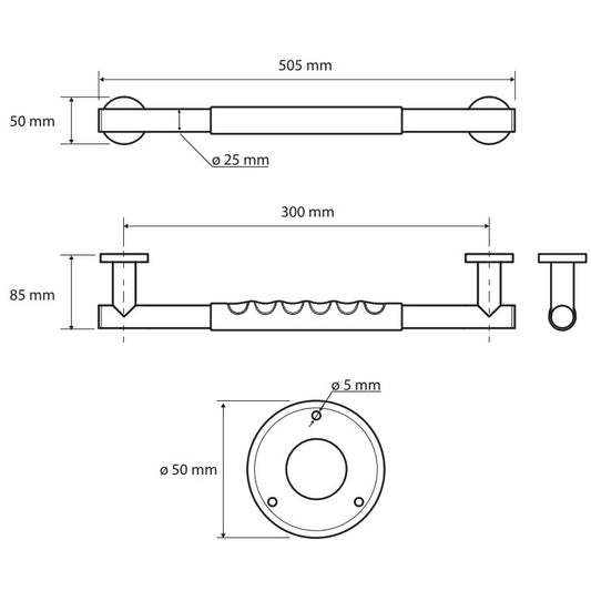 Bemeta Omega Bara de sustinere 50 cm, inox