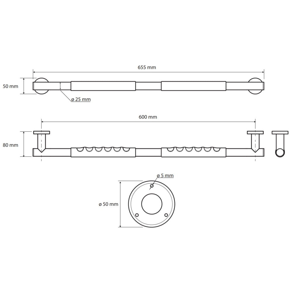 Bemeta Omega Bara de sustinere 65 cm, inox