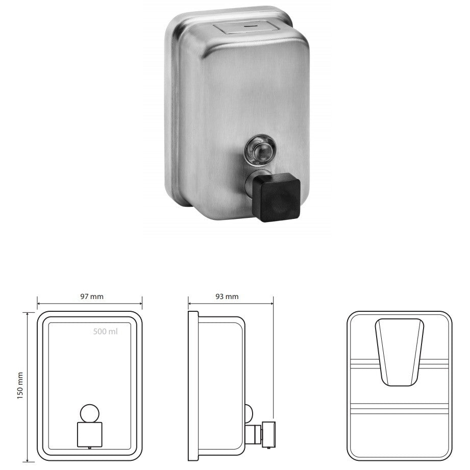 Bemeta Hotel Dozator sapun lichid 500 ml, inox mat