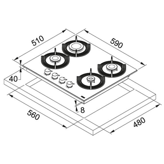 Franke Maris Free FHMF 604 4G C Plita 60x51 cm, negru
