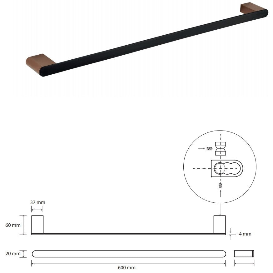 Bemeta Galla Suport prosop baie tip bara 60 cm, negru