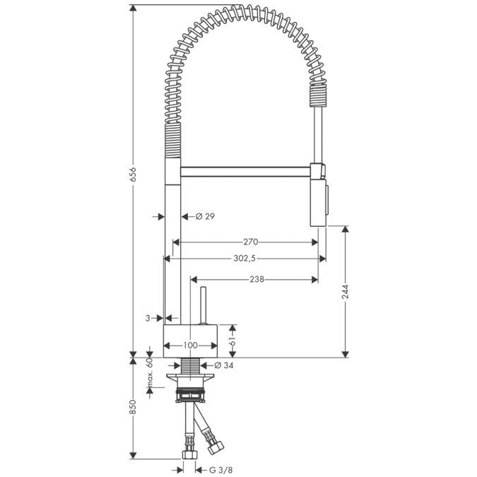 Hansgrohe Axor Starck 240 Semi-Pro Baterie chiuveta bucatarie monocomanda cu dus extractibil