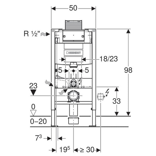 Geberit Duofix Omega Rezervor 12 cm incastrat pentru WC suspendat, H98 cm