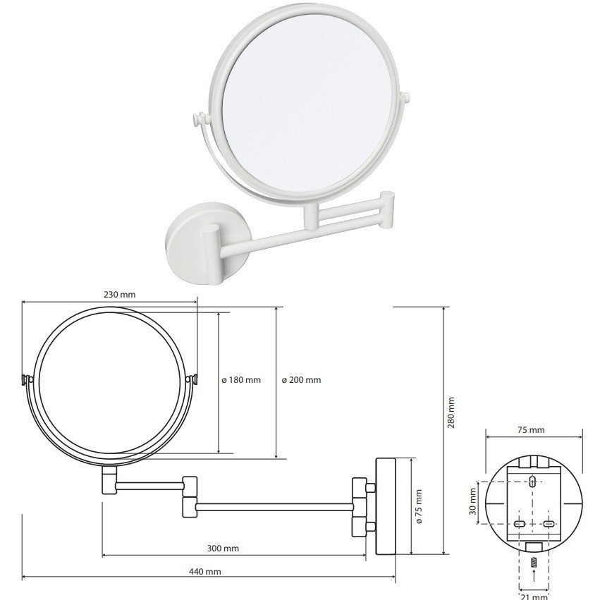 Bemeta White Oglinda cosmetica Ø19 cm, alb