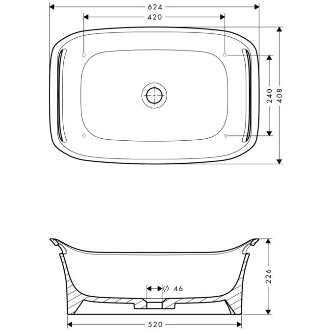 Lavoar baie pe blat Hansgrohe Urquiola 62x40 cm