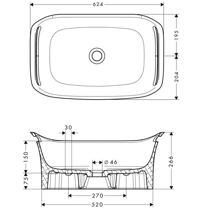 Lavoar baie suspendat Hansgrohe Urquiola 62x40 cm