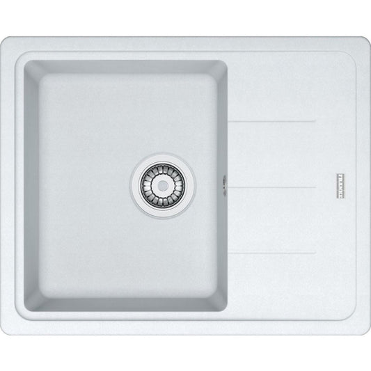 Franke Basis BFG 611-62 Set chiuveta bucatarie granit 62x50 cm cu baterie monocomanda Novara Plus, alb