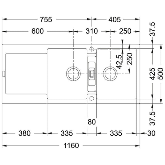 Franke Maris MRG 621 Chiuveta bucatarie granit 116x50 cm, negru mat
