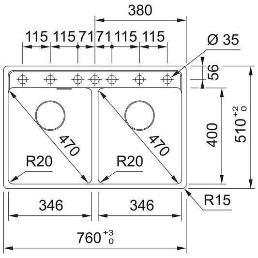 Franke Maris MRG 620-35-35 TL Chiuveta bucatarie granit 76x51 cm, negru mat