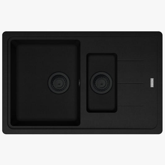 Franke Basis BFG 651-78 VN Set chiuveta bucatarie granit 78x50 cm cu baterie monocomanda Pola si dispenser sapun, negru