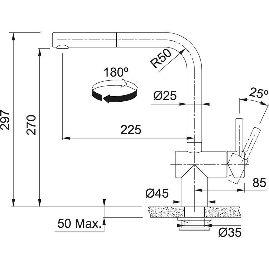 Franke Atlas Sensor Baterie chiuveta bucatarie monocomanda electronica cu dus extractibil, negru