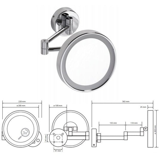 Bemeta Oglinda cosmetica cu LED si touch sensor, Ø18 cm