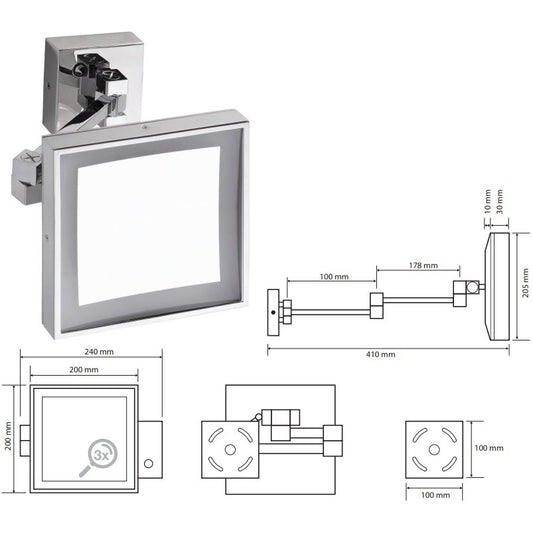 Bemeta Oglinda cosmetica cu LED si touch sensor, 20x20 cm