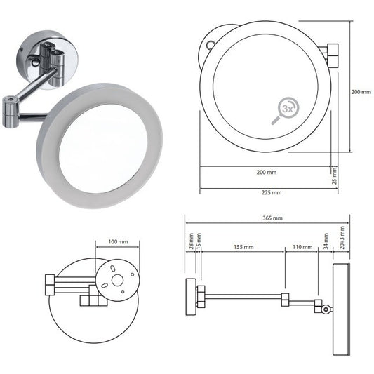 Bemeta Oglinda cosmetica cu LED si touch sensor, Ø20 cm