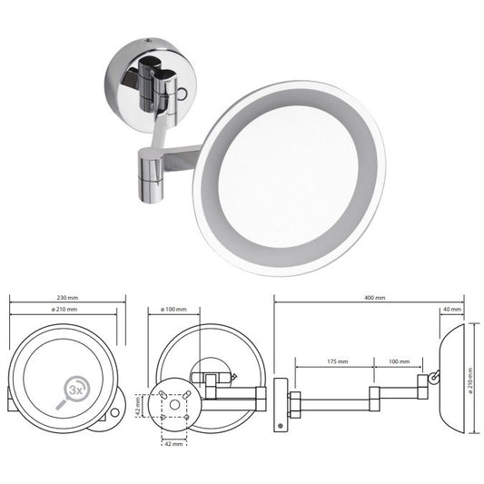 Bemeta Oglinda cosmetica cu 2xLED si touch sensor, Ø20 cm