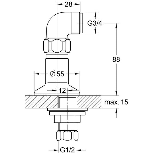 Grohe Racord la coloana 1/2' opritor 1/2'
