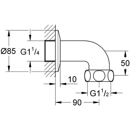 Grohe Racord in perete 1 1/4' fara termometru