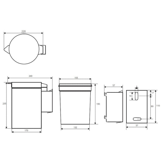 Bemeta Hotel Cos de gunoi cu montaj pe perete 3 litri, inox