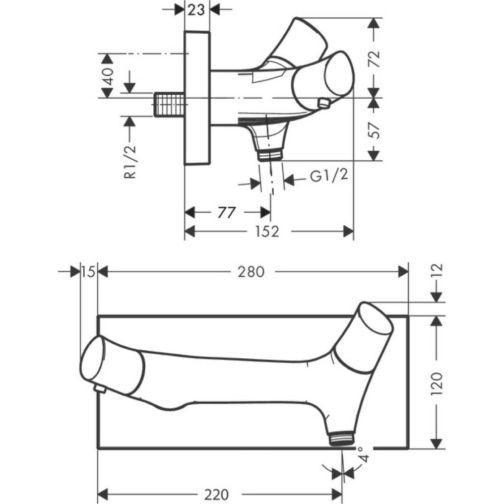 Hansgrohe Axor Starck Organic Baterie dus cu termostat