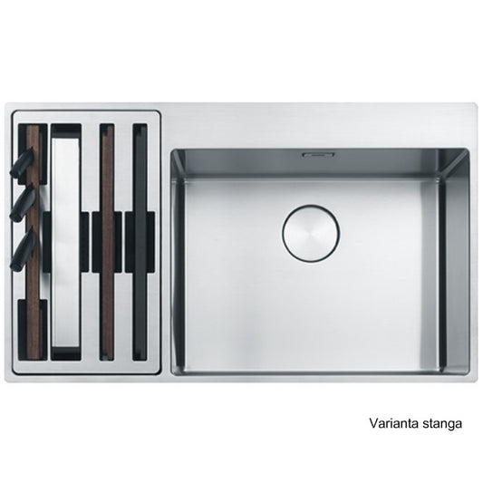 Franke Box Center BWX 220-54-27 Chiuveta bucatarie inox satinat cu accesorii, 86x51 cm