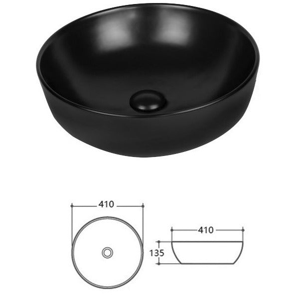 Lavoar baie pe blat Fluminia Amereta Ø41 cm, negru mat
