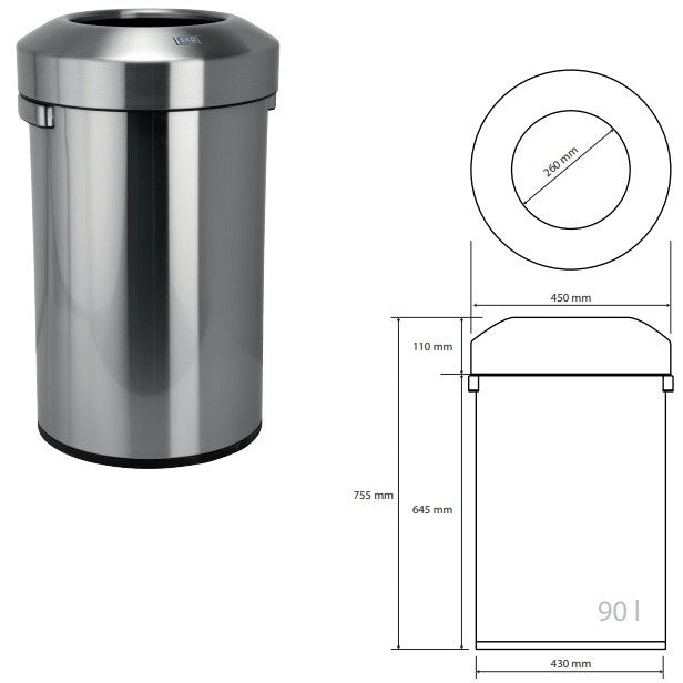 Bemeta Hotel Cos gunoi 90 l, inox mat
