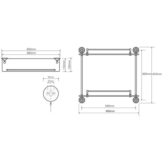 Bemeta Retro Polita dubla din sticla, auriu/crom