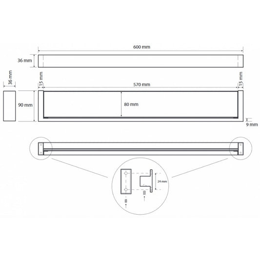 Bemeta Gamma Polita de sticla 60 cm, margine crom mat