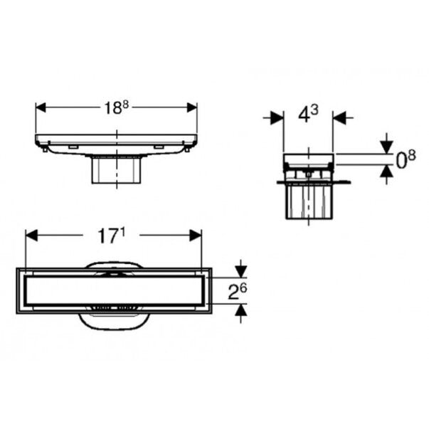 Set promo Rigola dus Geberit CleanLine 20 Set promo 19 cm faiantabila completa