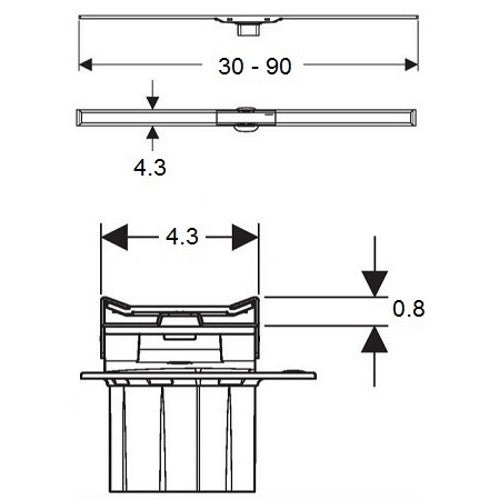 Grila ornament rigola dus Geberit CleanLine20 30-90 cm, inox mat/contur negru