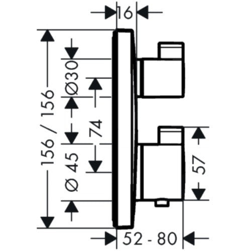 Hansgrohe Ecostat Square Baterie dus cu termostat pentru montaj incastrat, 2 iesiri, crom
