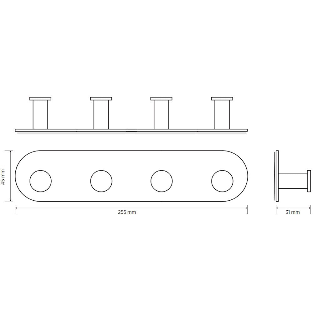 Bemeta Easy Cuier baie rotunjit cu 4 brate, negru