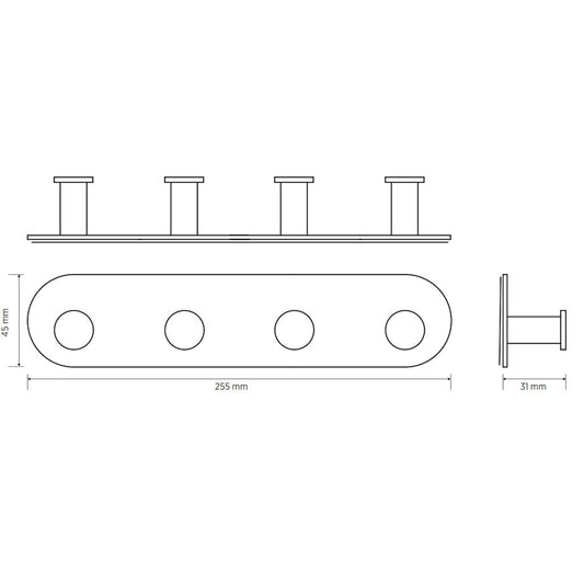 Bemeta Easy Cuier baie rotunjit cu 4 brate, inox lucios