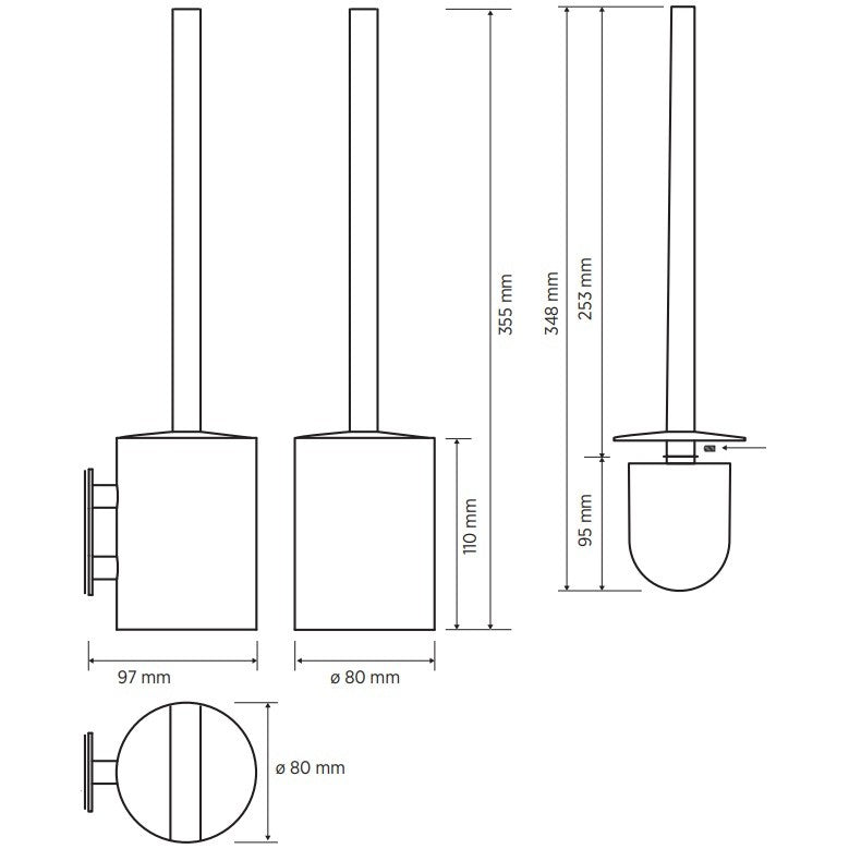 Bemeta Easy Perie WC cu suport H36 cm, inox lucios
