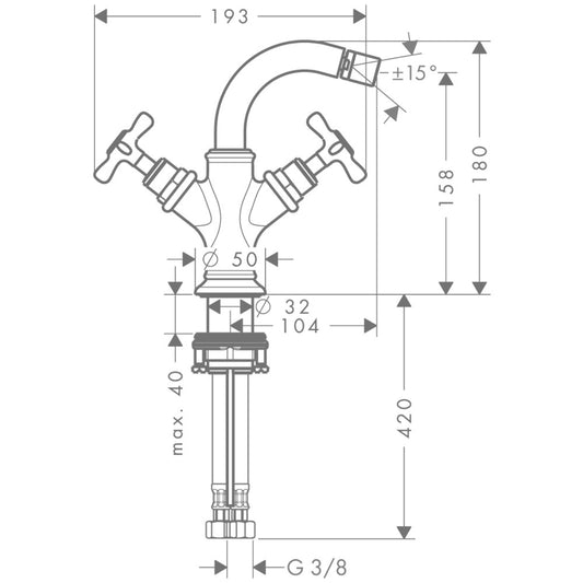 Hansgrohe Axor Montreux Baterie bideu dubla comanda