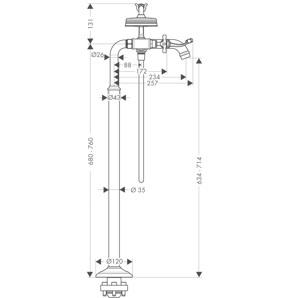 Hansgrohe Axor Montreux Baterie cada freestanding dubla comanda