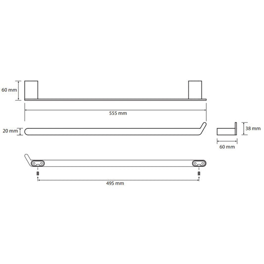 Bemeta Organic Suport prosop baie tip bara 56 cm, negru